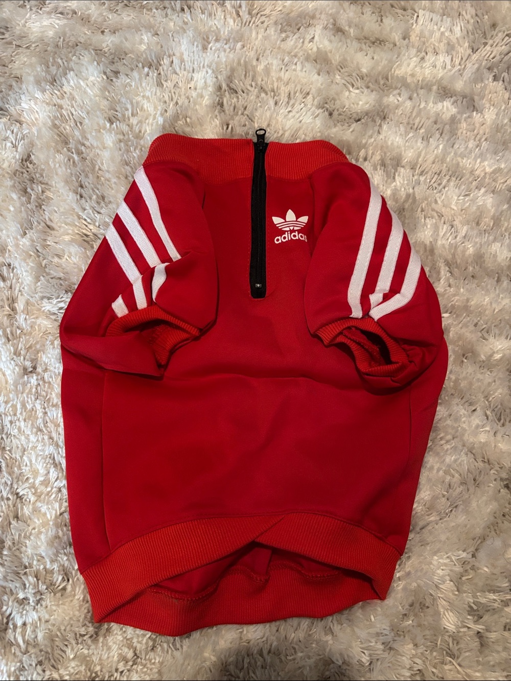 Adidas inspired Red dog Half-Zip Hoodie with White Stripes